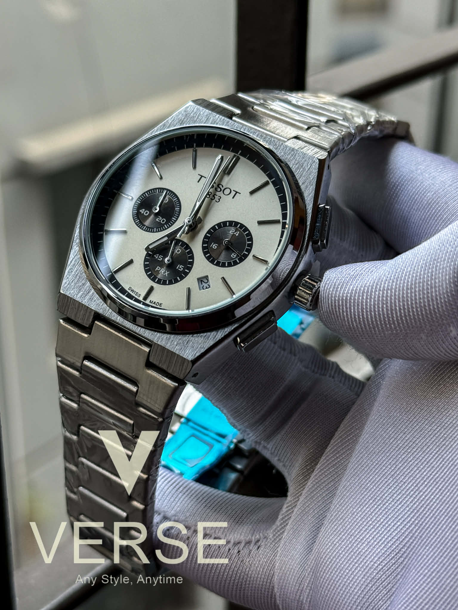 Tissot PRX Chronograph Silver Chain Panda Dial AA - VERSE - 