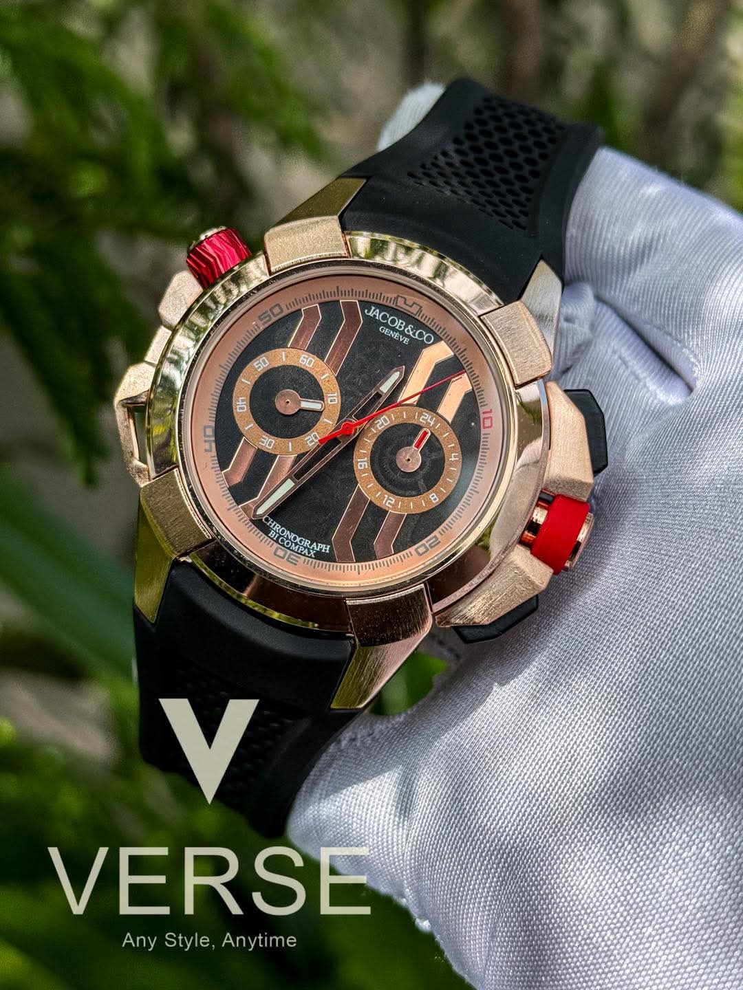 JACOB & CO EPICxCHRONO Black Belt Rose Gold Case AA - VERSE - 
