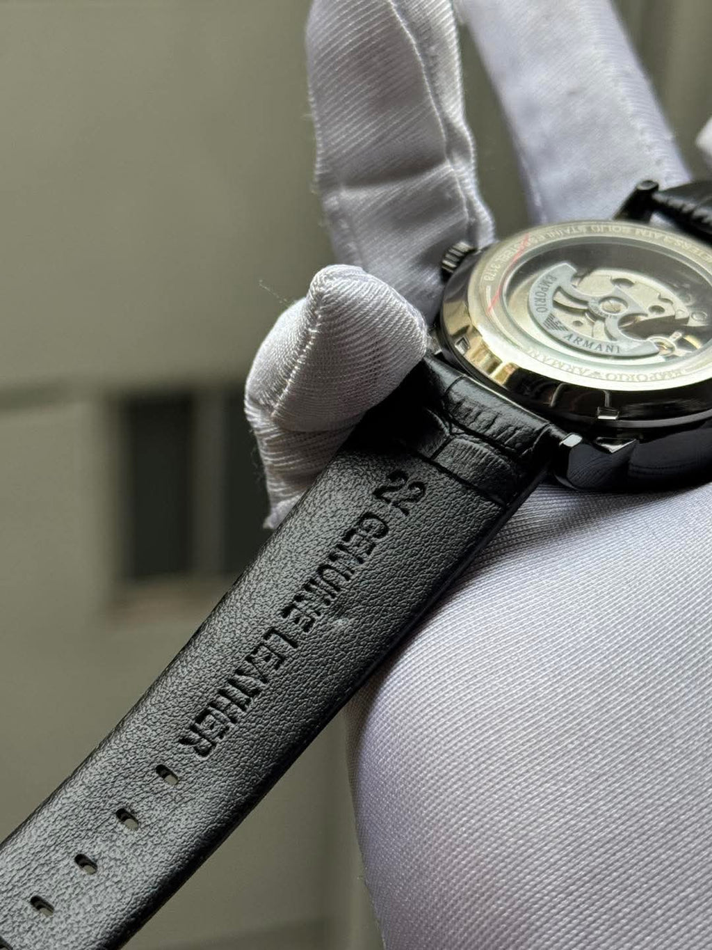 Armani Automatic Oval Black Belt Silver Case Black - Silver Dial AA - VERSE - 