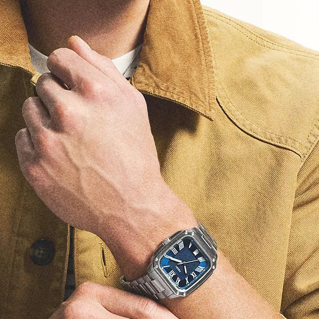 Fossil Crosby Three-Hand Date Satin Blue Dial Stainless Steel Men's Watch | Fossil FS6121