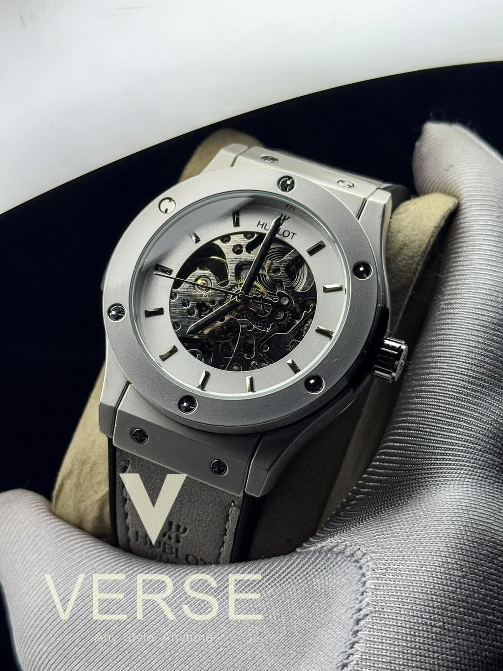 Hublot Automatic Grey Belt White Dial AA - VERSE - 