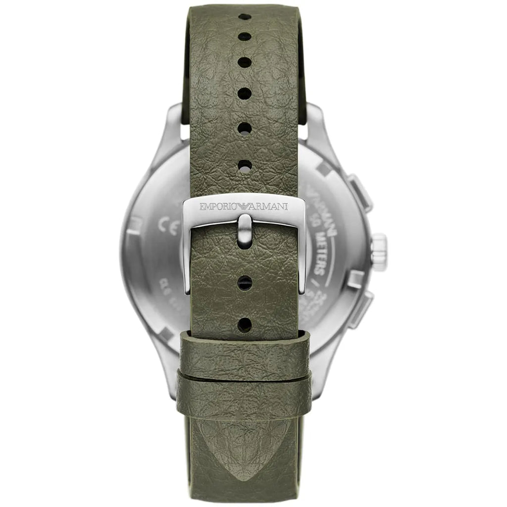 Emporio Armani Dario Chronograph Black Dial Khaki Green Mirum Strap Men's Watch | Emporio Armani AR11693