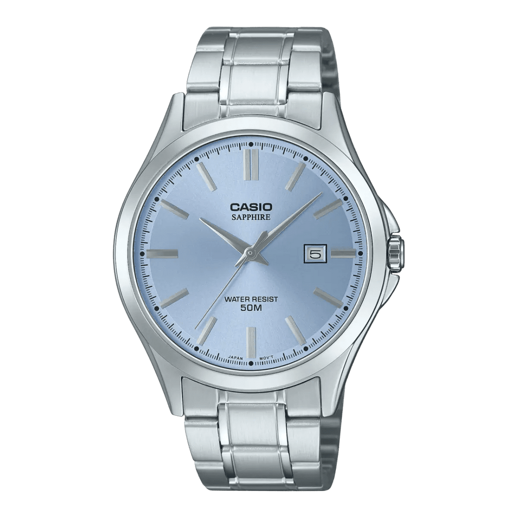 Casio MTS - 115D - 2A2V Sapphire Ice Blue Dial Men's Stainless Steel Watch | Casio MTS - 115D - 2A2V - VERSE - 