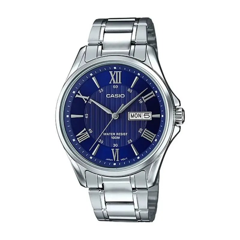 Casio MTP - 1384D - 2AVDF Blue Dial Day - Date Men's Stainless Steel Watch | Casio MTP - 1384D - 2AVDF - VERSE - 
