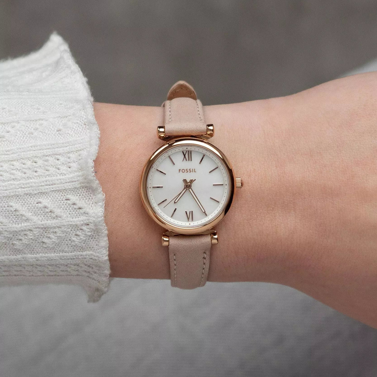 Fossil Carlie Mini White Mother-of-Pearl Dial Blush Pink Leather Women's Watch | Fossil ES4699