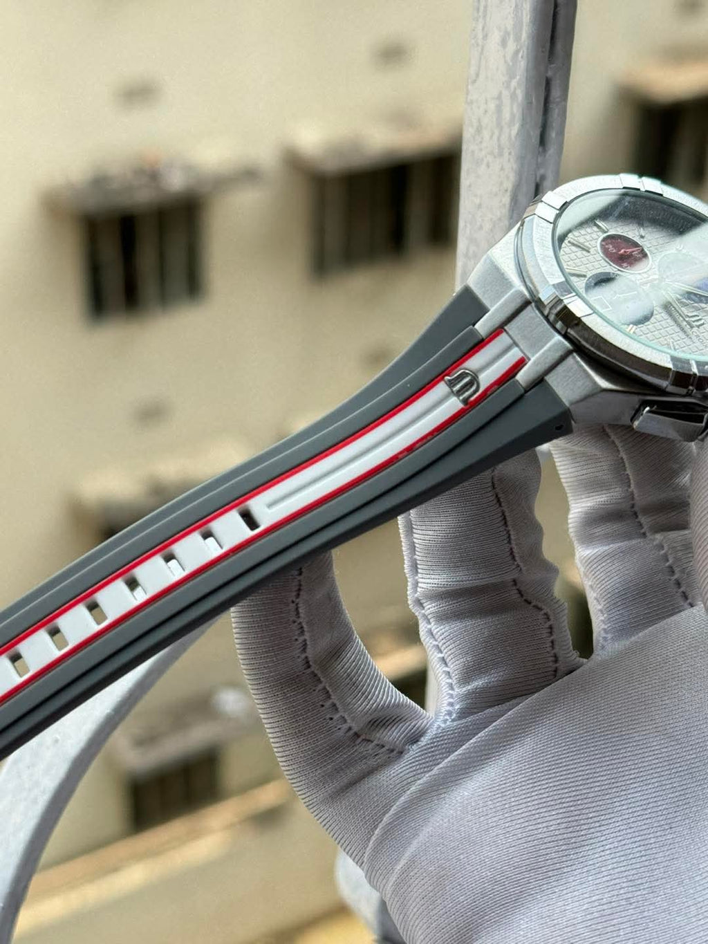 Maurice Lacroix Aikon Chronograph Mahindra Racing Edition Grey Red Belt AA - VERSE - 