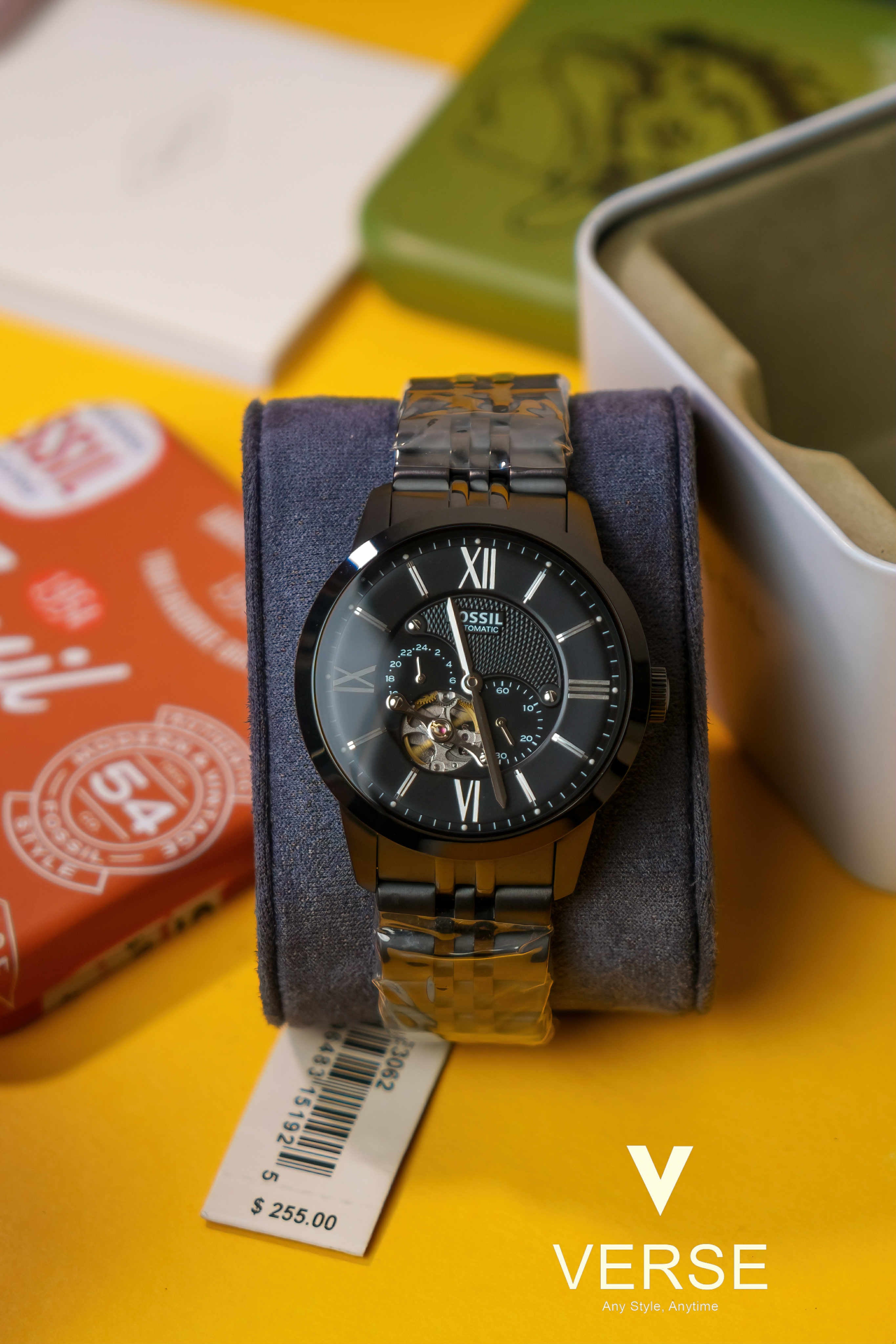 Fossil Townsman ME3062 Men’s 45 mm Black PVD Automatic – Skeleton Dial & Bracelet - VERSE - 