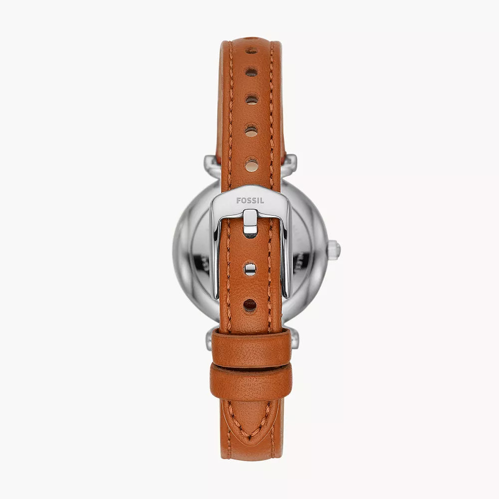 Fossil Carlie Mini Blue Mother-of-Pearl Dial Tan Leather Women's Watch | Fossil ES4701