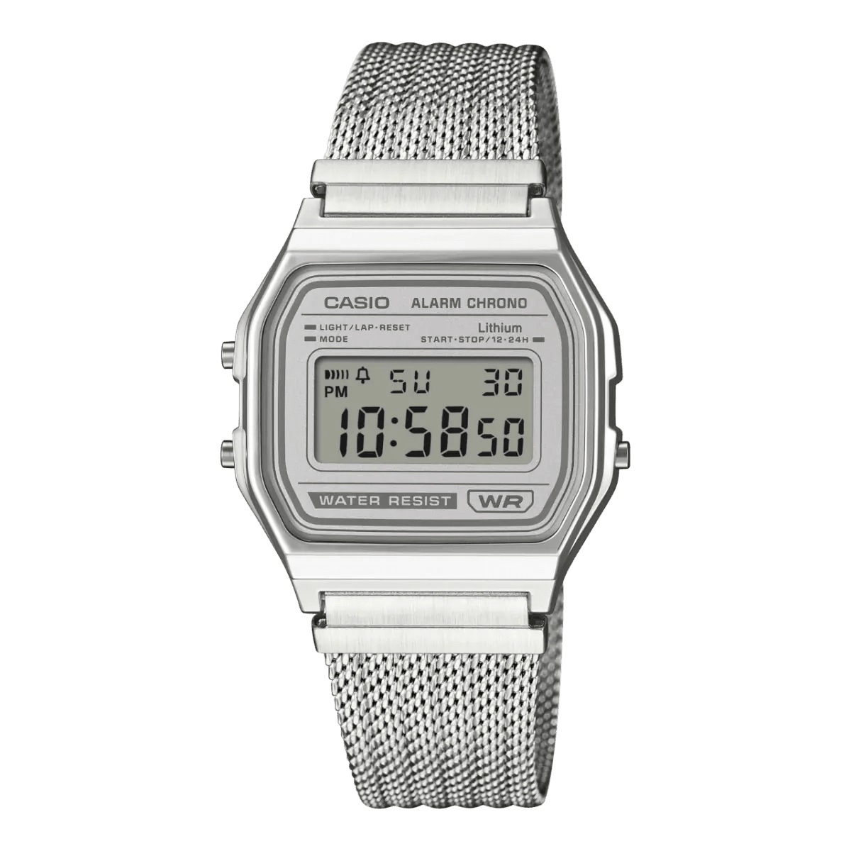 Casio Vintage A158WEM - 7D Digital Silver Dial Mesh Band Unisex Watch | Casio A158WEM - 7D - VERSE - 