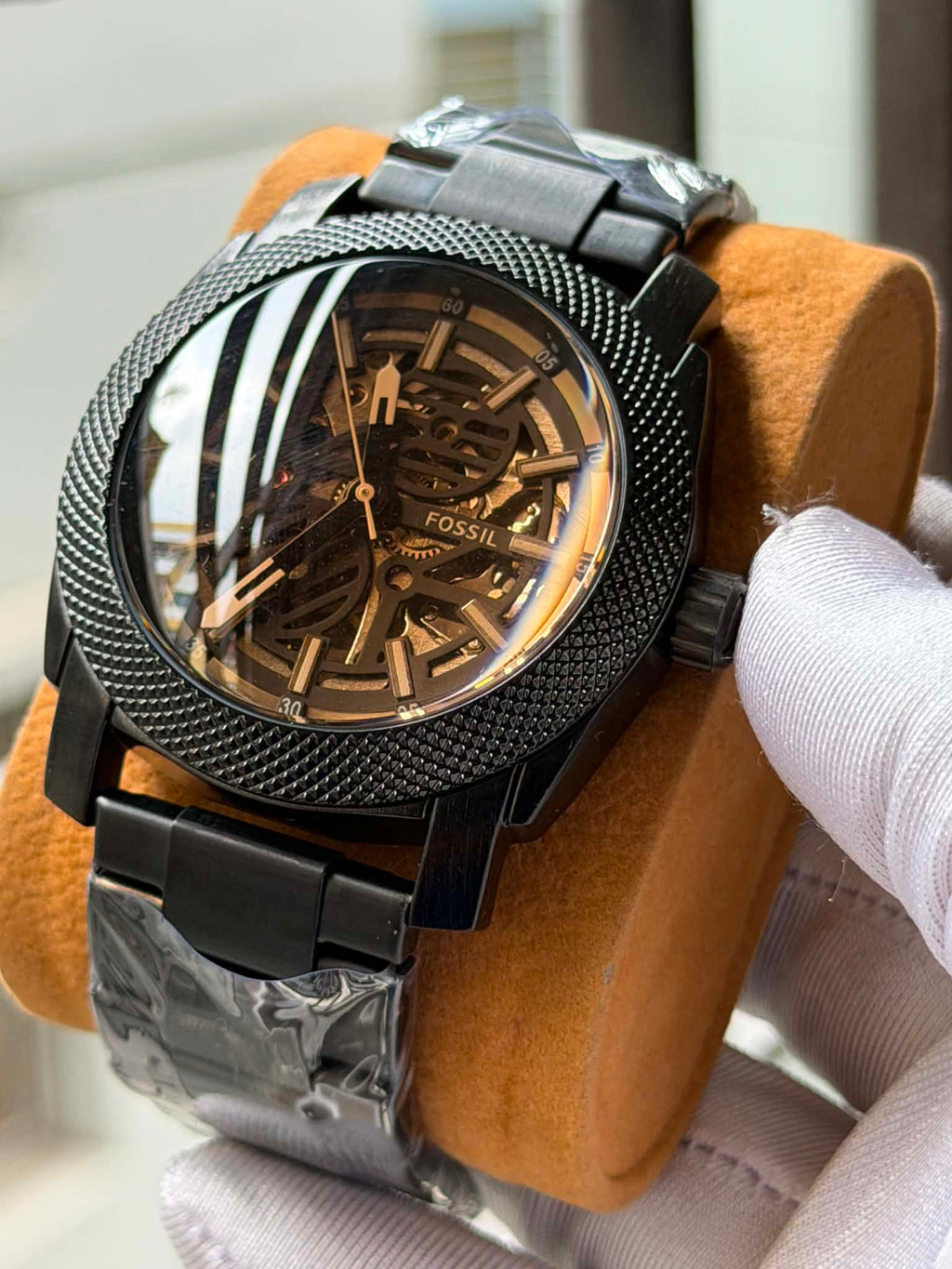 Fossil Machine Automatic | Black Chain Brown Tinted Black Dial - ( Double A )