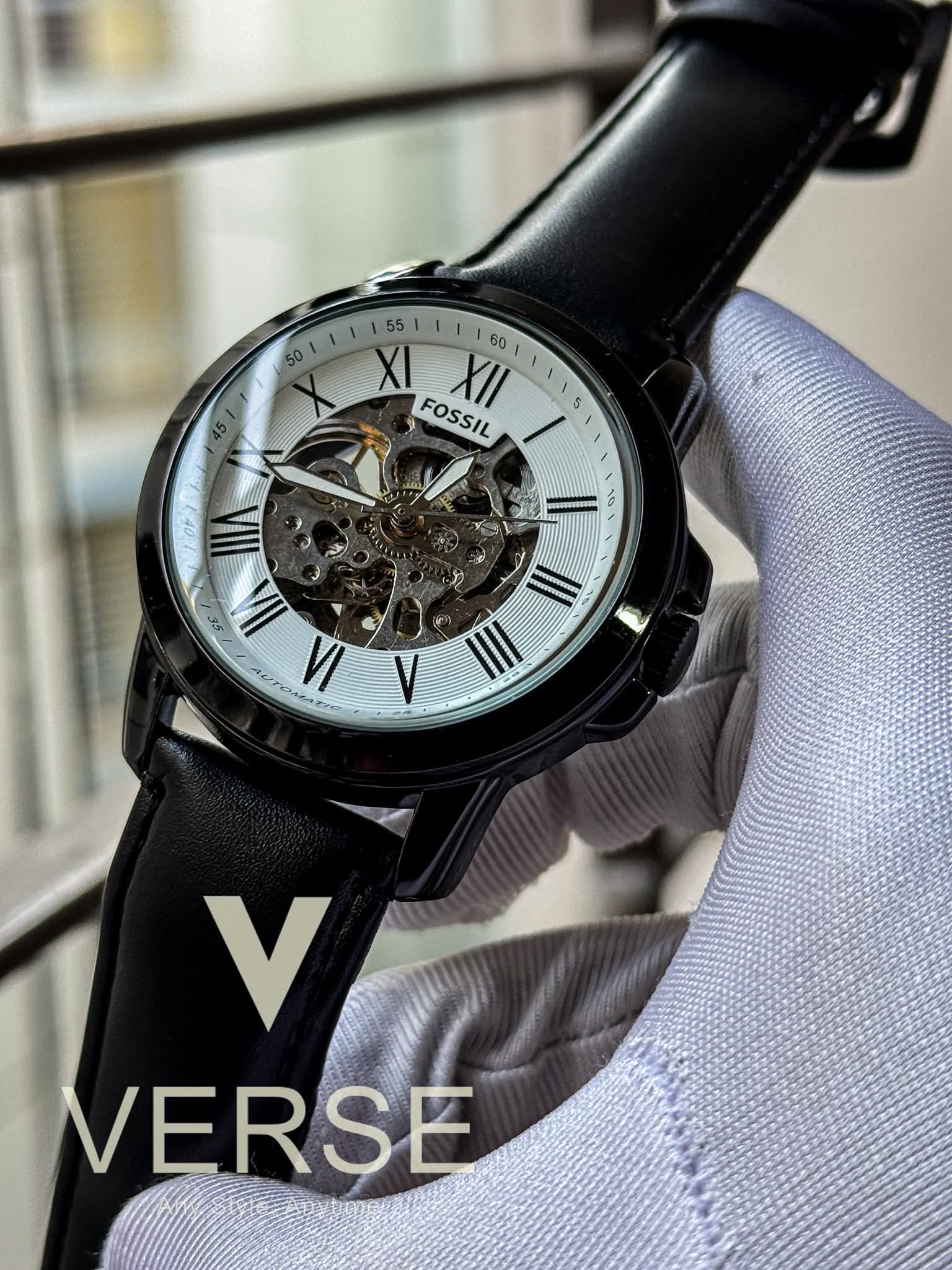 Fossil Grant Automatic Black Belt - Case White Dial AA - VERSE - 