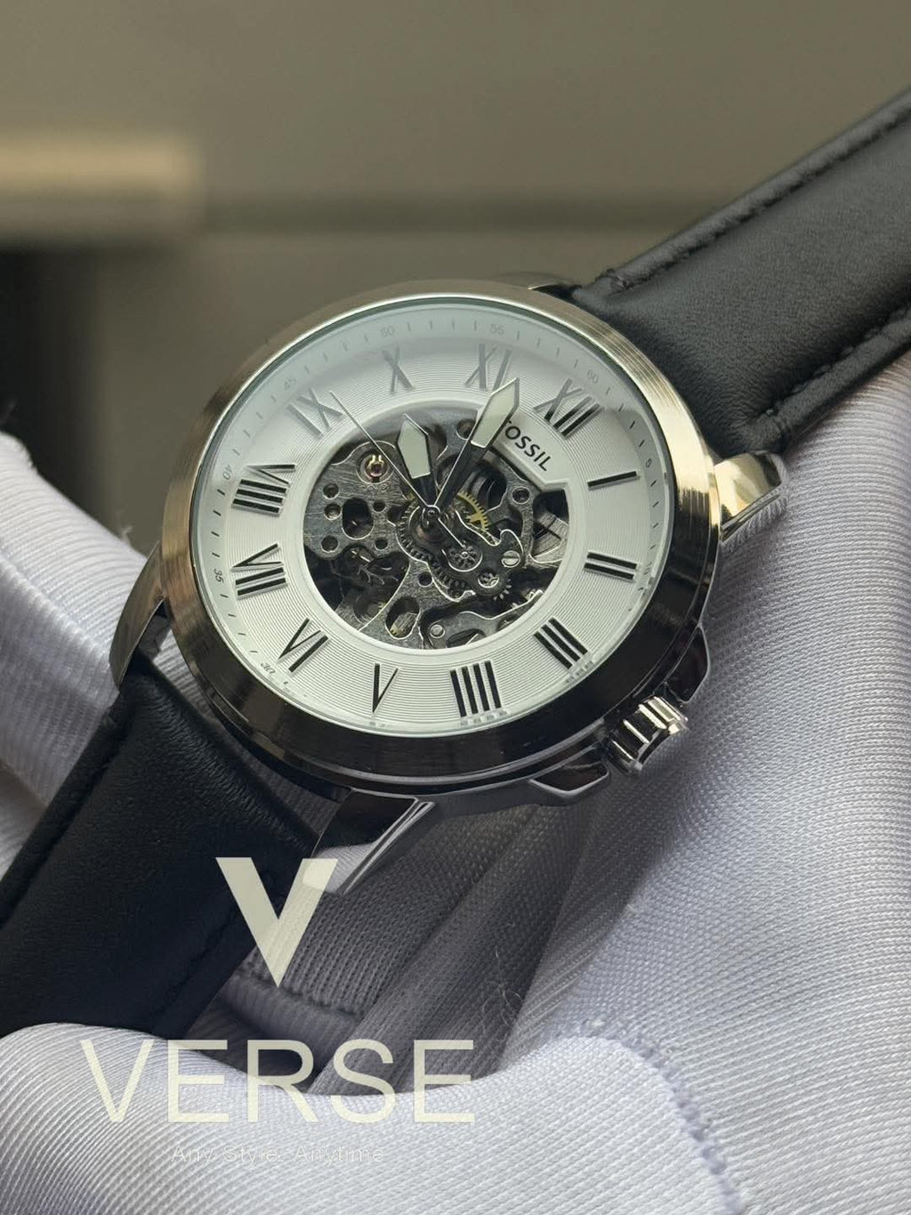 Fossil Automatic Black Belt White Dial AA - VERSE - 