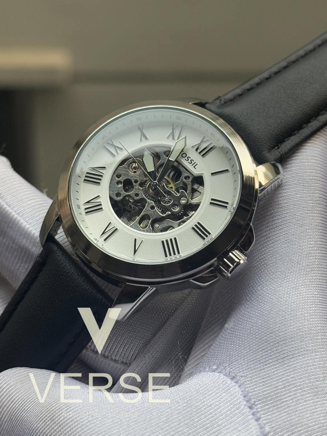 Fossil Automatic Black Belt White Dial AA - VERSE - 