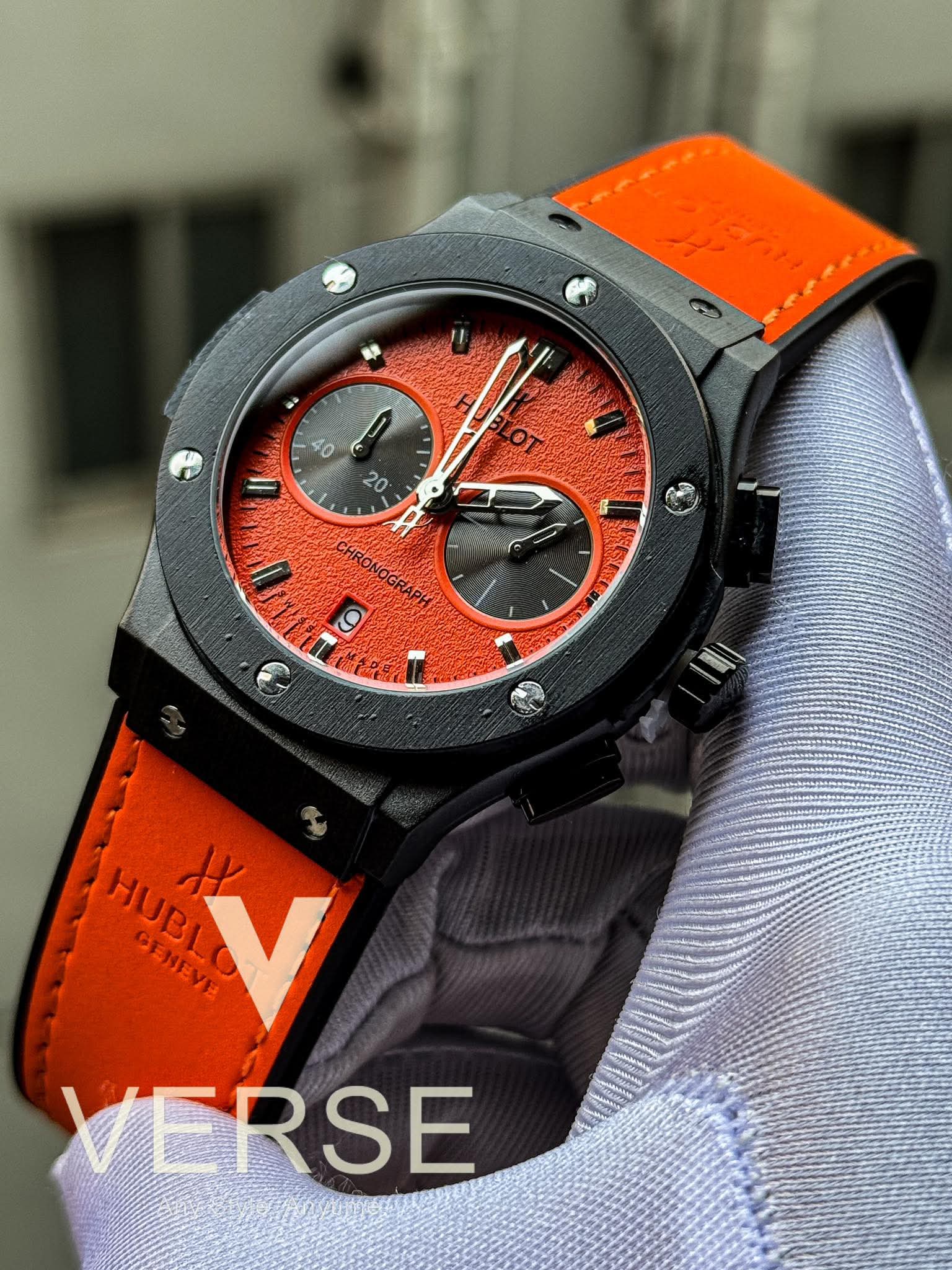 Hublot Classic Fusion Chronograph Orange Belt Black Case AA - VERSE - 
