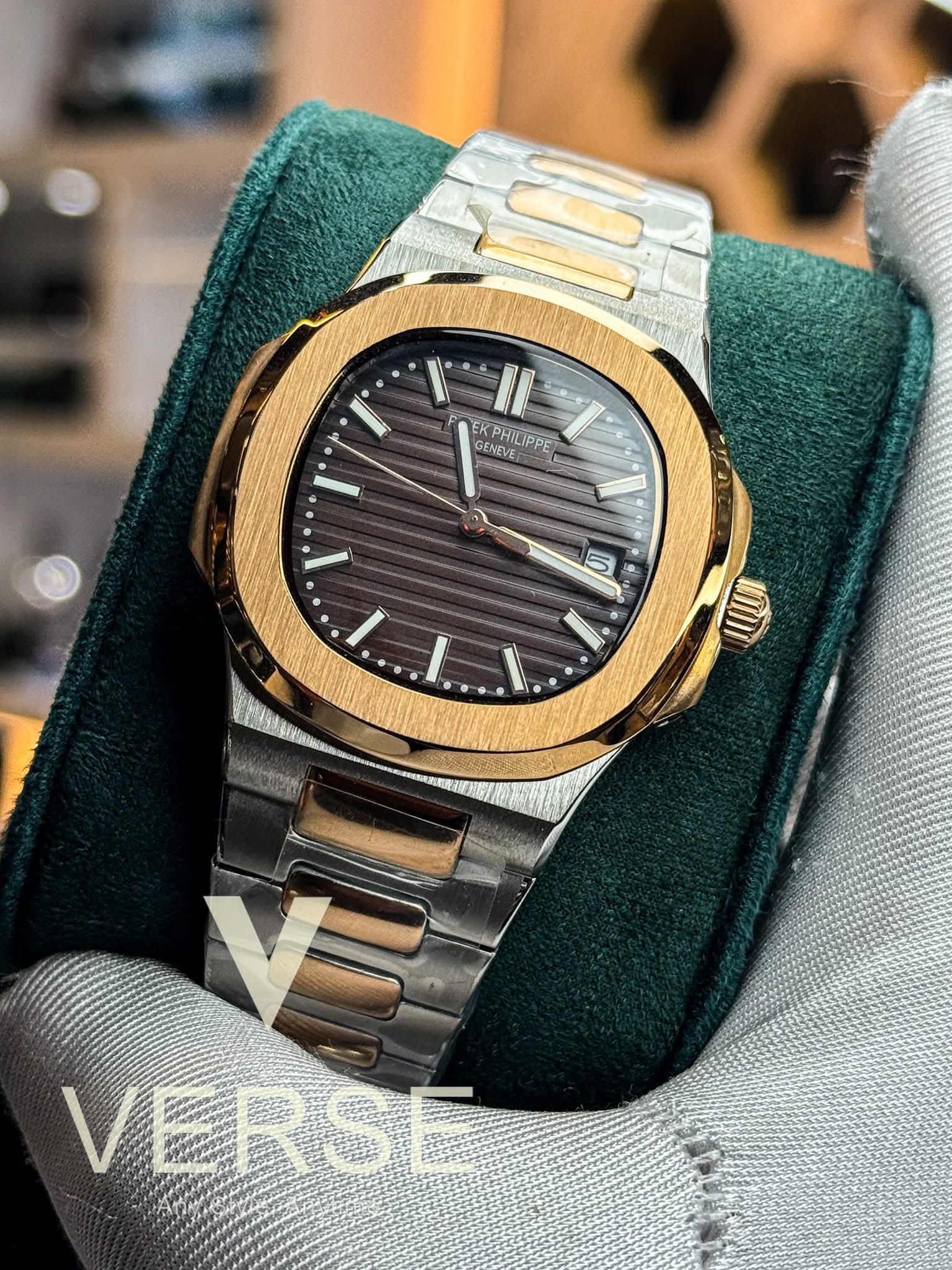 Patek Philippe Nautilus Automatic Two - Tone Rose Gold - Brown Dial Triple A - VERSE - 