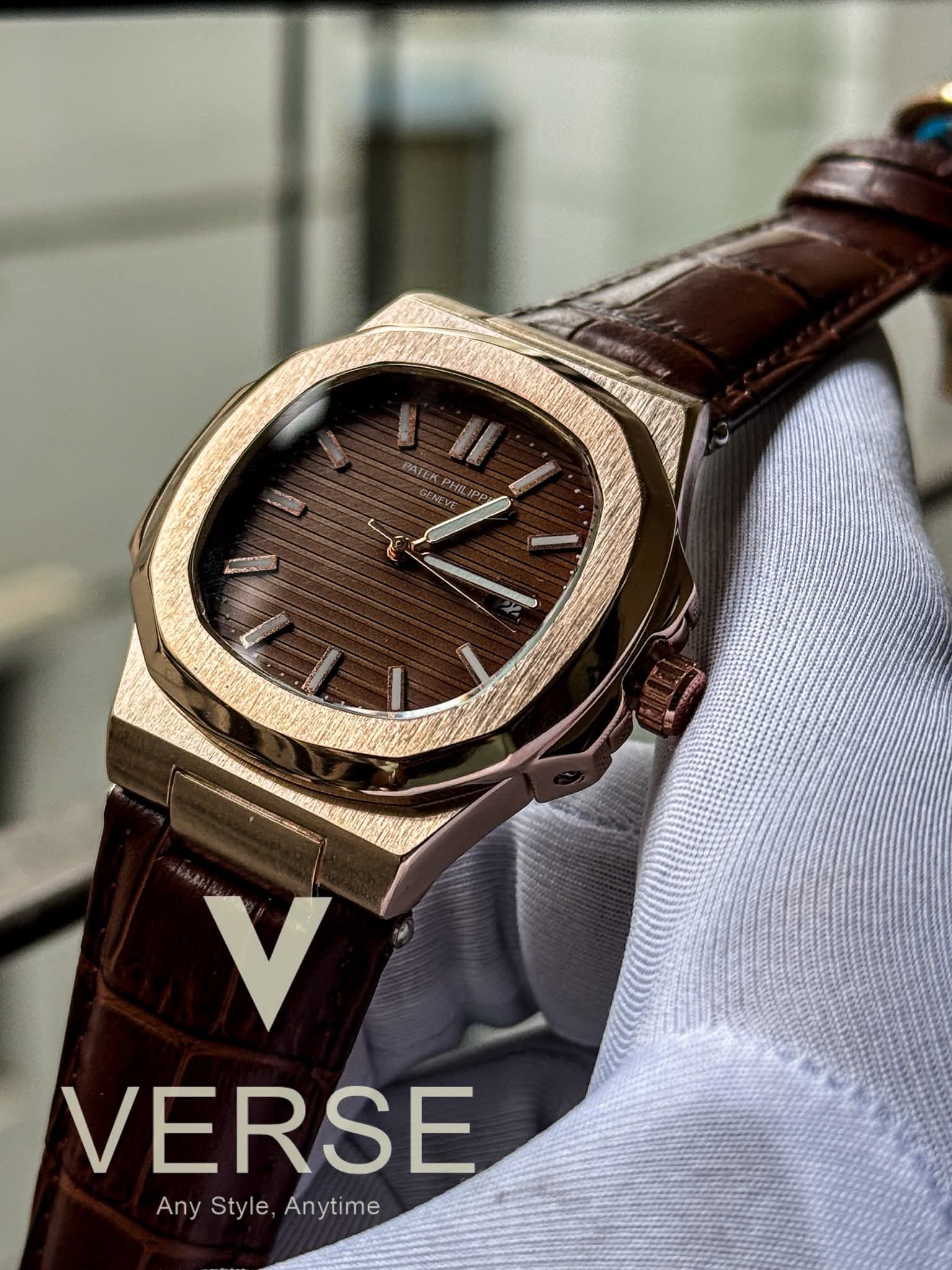 Patek Philippe Nautilus Brown Belt Rose Gold Case Brown Dial Quartz AA - VERSE - 