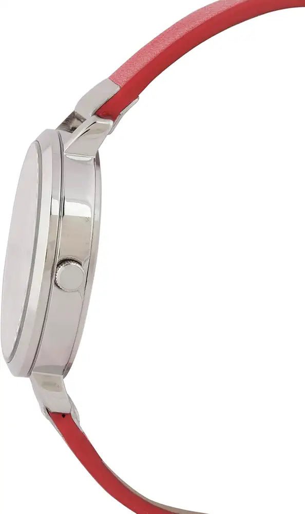 Daniel Klein DK.1.12492 - 5 Women’s Silver Textured Dial Watch with Red Leather Strap| Daniel Klein DK.1.12492 - 5 - VERSE - 