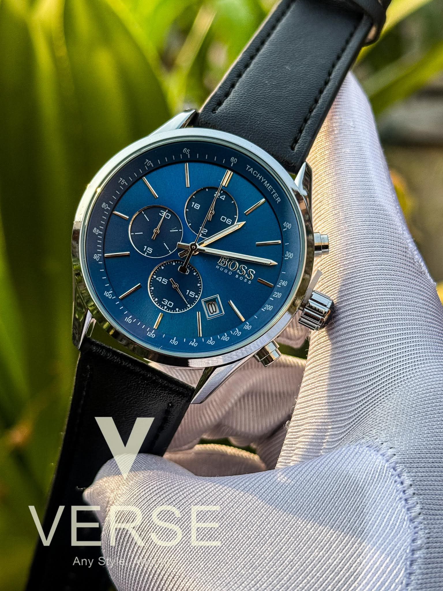 Hugo Boss Grand Prix Chronograph Black Belt Blue Dial AA - VERSE - 