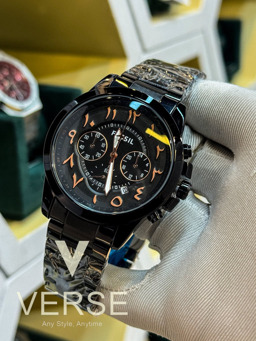Fossil Grant Chronograph Arabic Black Chain AA - VERSE - 