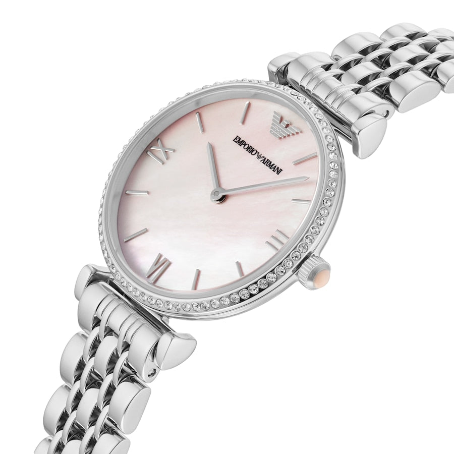 Emporio Armani AR1779 Women’s Pink Mother - of - Pearl Dial Stainless Steel Watch| Emporio Armani AR1779 - VERSE - 