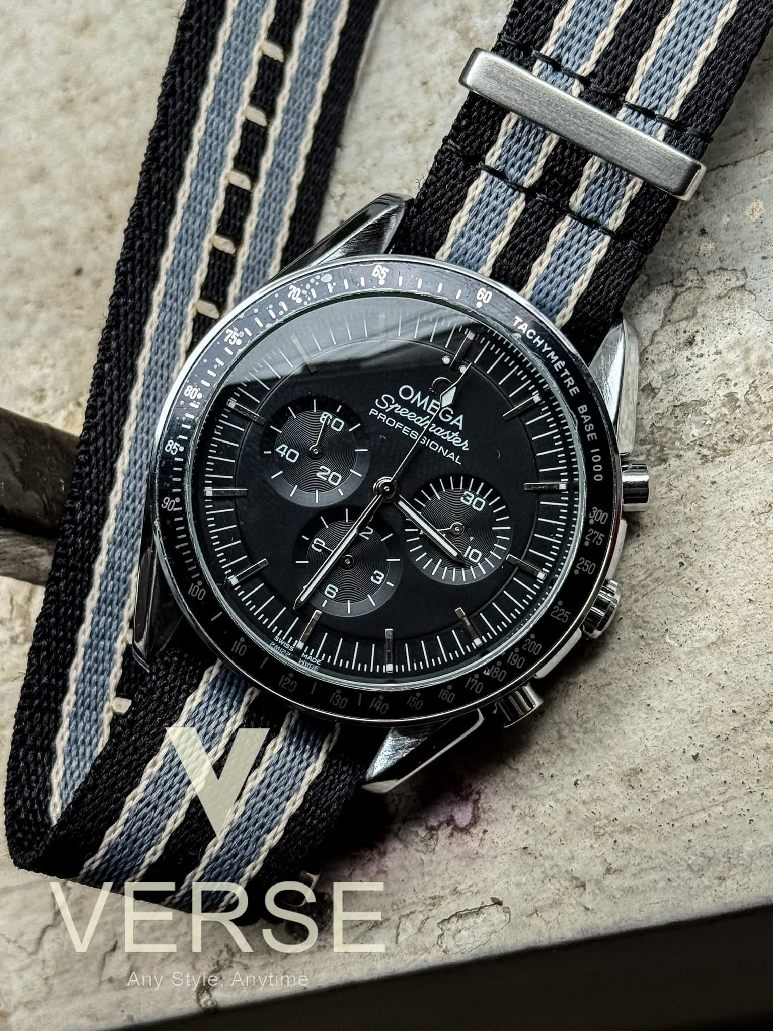 OMEGA BLACK BELT BLACK DIAL FREE NATO STRAP OFFER AA - VERSE - 
