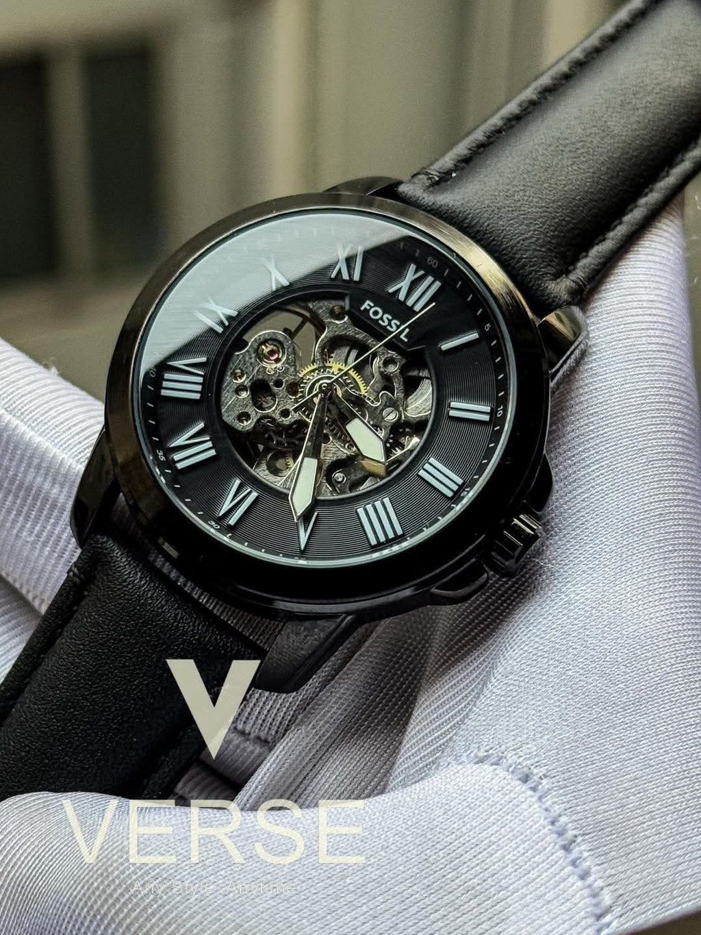 Fossil Automatic Black Belt Black Dial AA - VERSE - 
