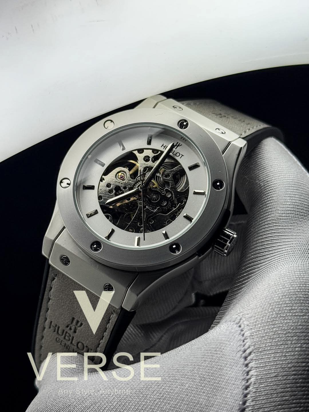 Hublot Automatic Grey Belt White Dial AA - VERSE - 
