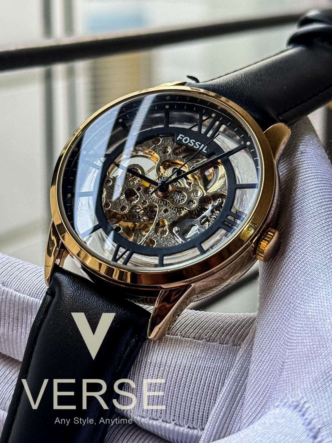 Fossil Automatic Black Belt Gold Case Black Dial AA - VERSE - 