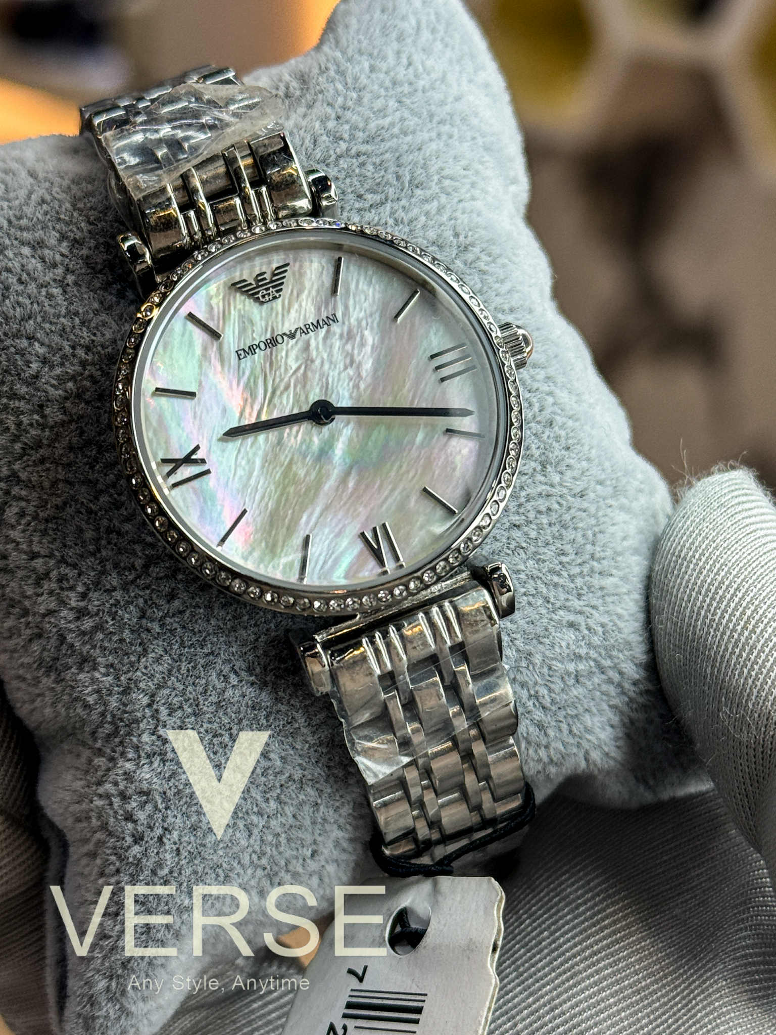 Emporio Armani AR1779 Women’s Pink Mother - of - Pearl Dial Stainless Steel Watch| Emporio Armani AR1779 - VERSE - 