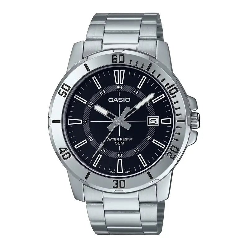 Casio MTP - VD01D - 1CVUDF Black Dial Men's Stainless Steel Watch | Casio MTP - VD01D - 1CVUDF - VERSE - 