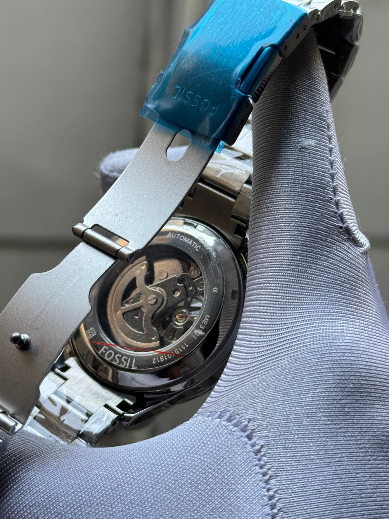 Fossil Automatic Silver Chain Black Skeleton Dial AA - VERSE - 
