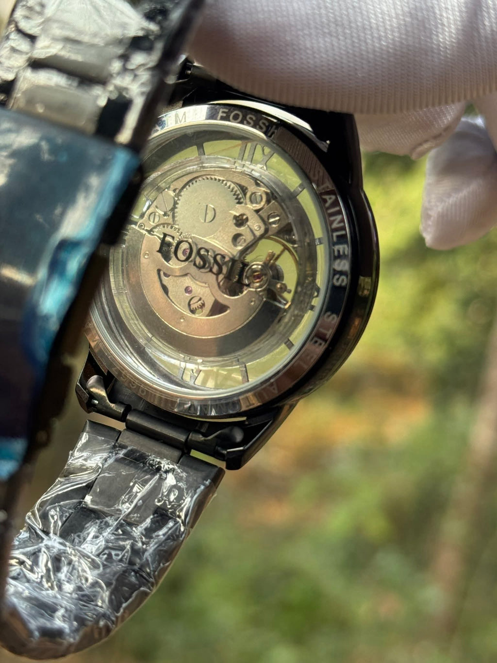 Fossil Townsman Automatic Skeleton Black Stainless Steel Watch | Grey - Tinted Dial AA - VERSE - 