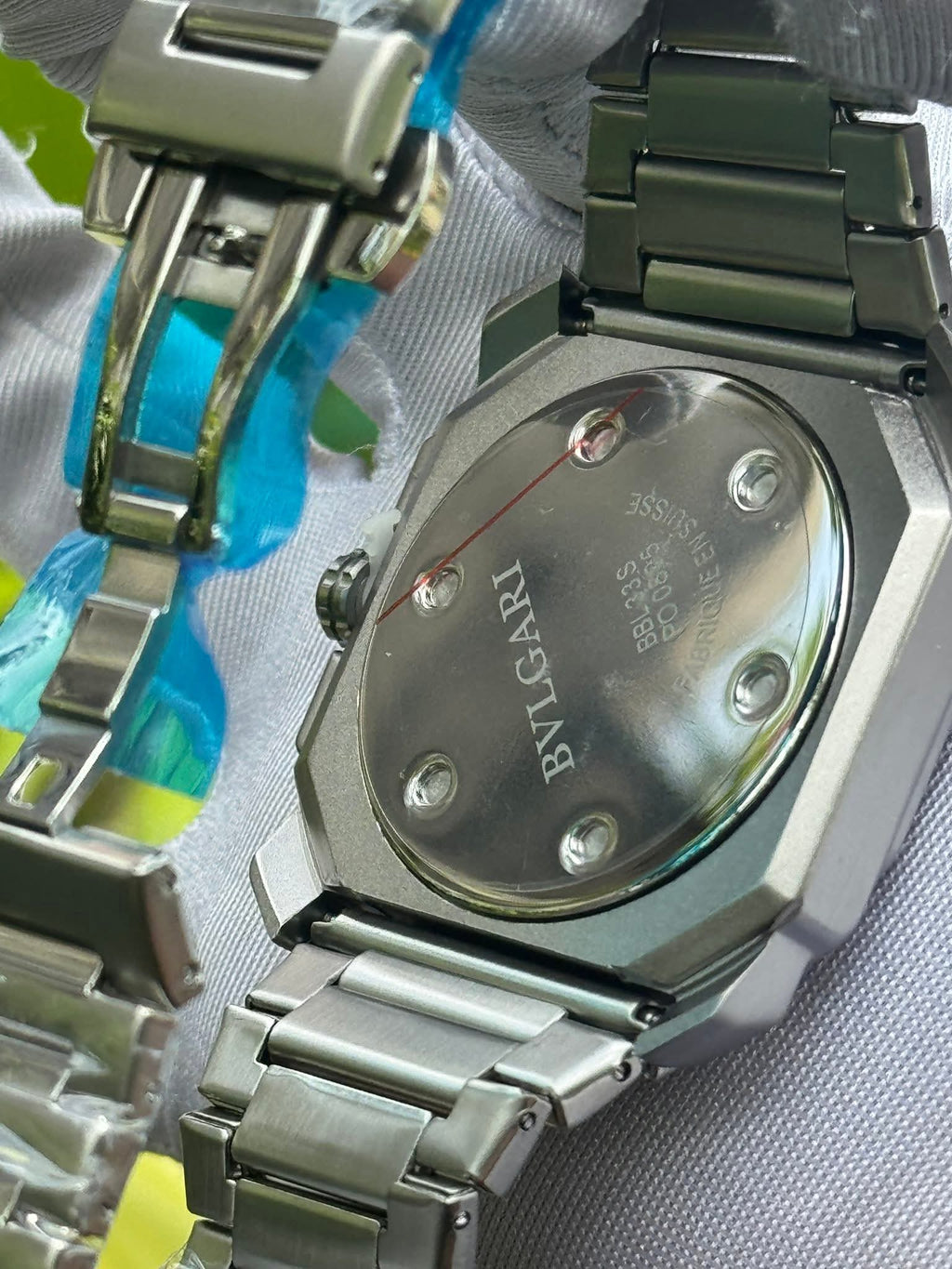 Bvlgari Octo Finissimo Chronograph Matte Silver Chain Black Dial AA - VERSE - 