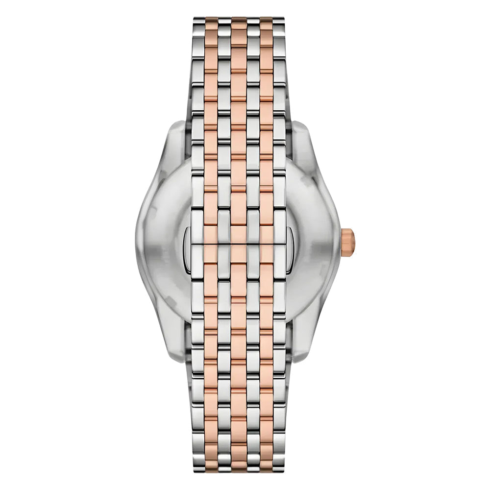 Emporio Armani Antonio Automatic Silver Skeleton Dial Two-Tone Stainless Steel Men's Watch | Emporio Armani AR60092