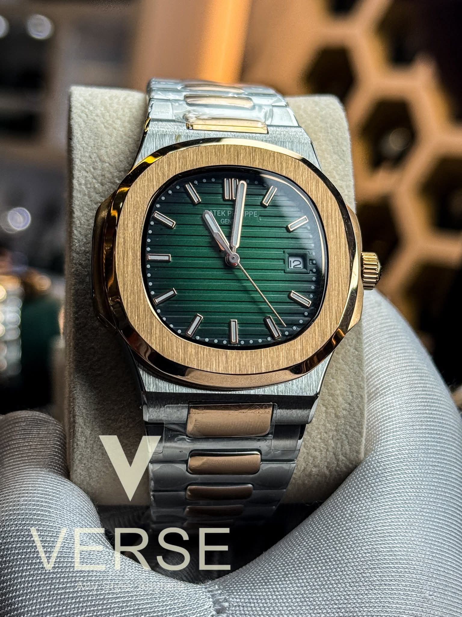 Patek Philippe Nautilus Automatic Two - Tone Rose Gold - Green Dial Triple A - VERSE - 