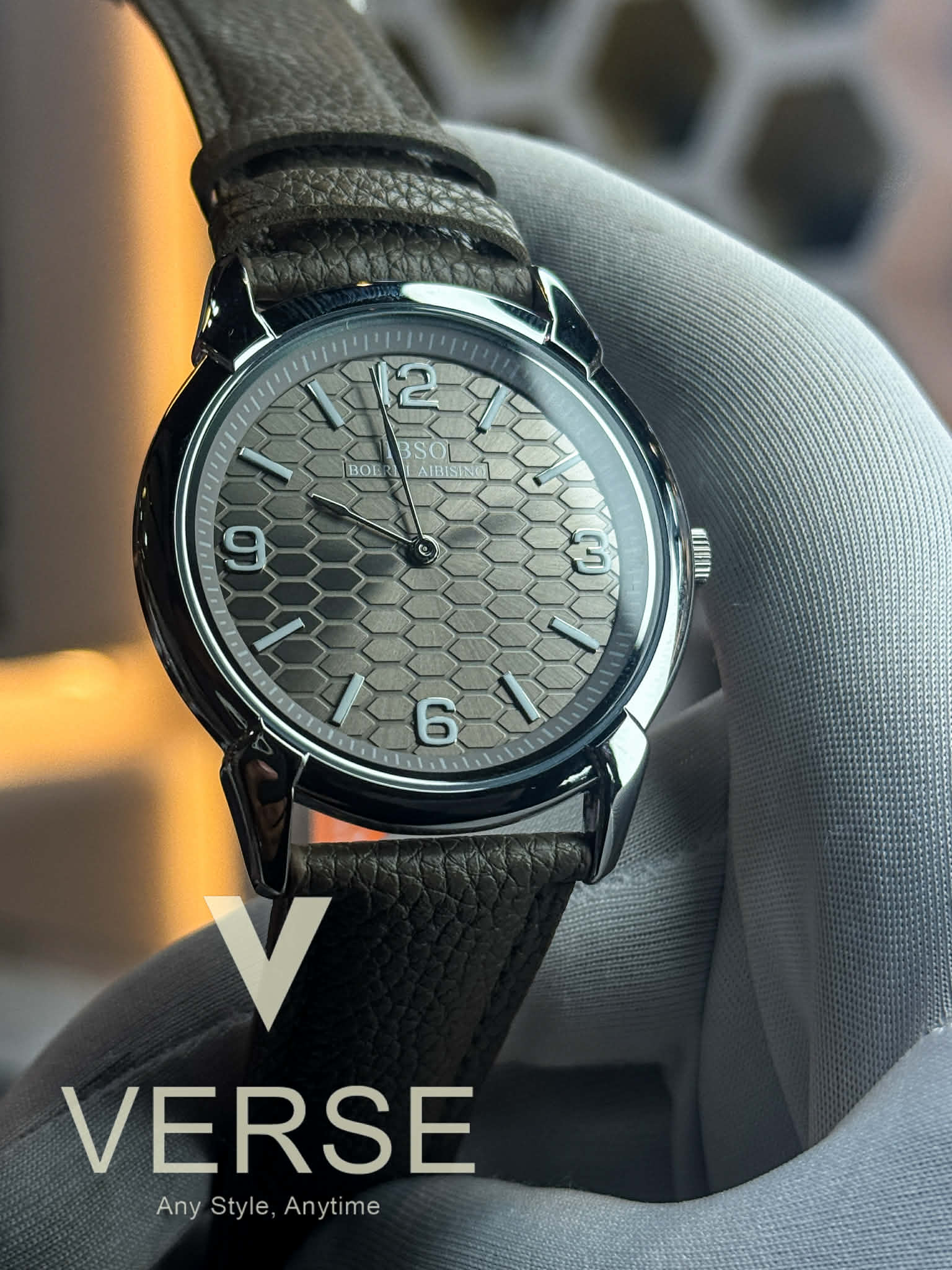 IBSO Boerni Aibisino B2366G Men’s Quartz Watch – Grey Belt Honeycomb Grey Dial - VERSE - 