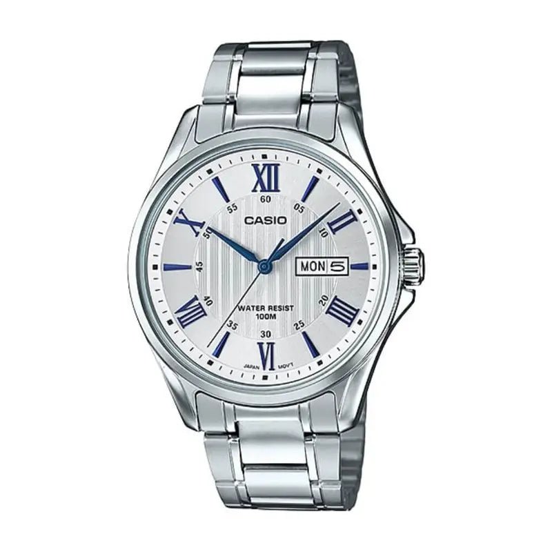 Casio MTP - 1384D - 7A2VDF White Dial Day - Date Men's Stainless Steel Watch | Casio MTP - 1384D - 7A2VDF - VERSE - 