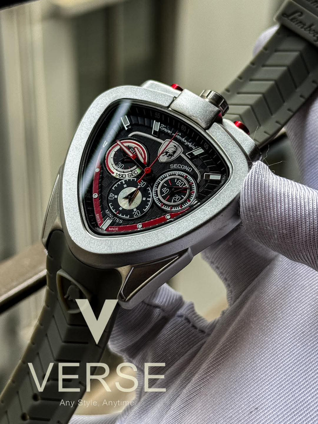 Tonino Lamborghini Chronograph Grey Belt Red Hands AA - VERSE - 
