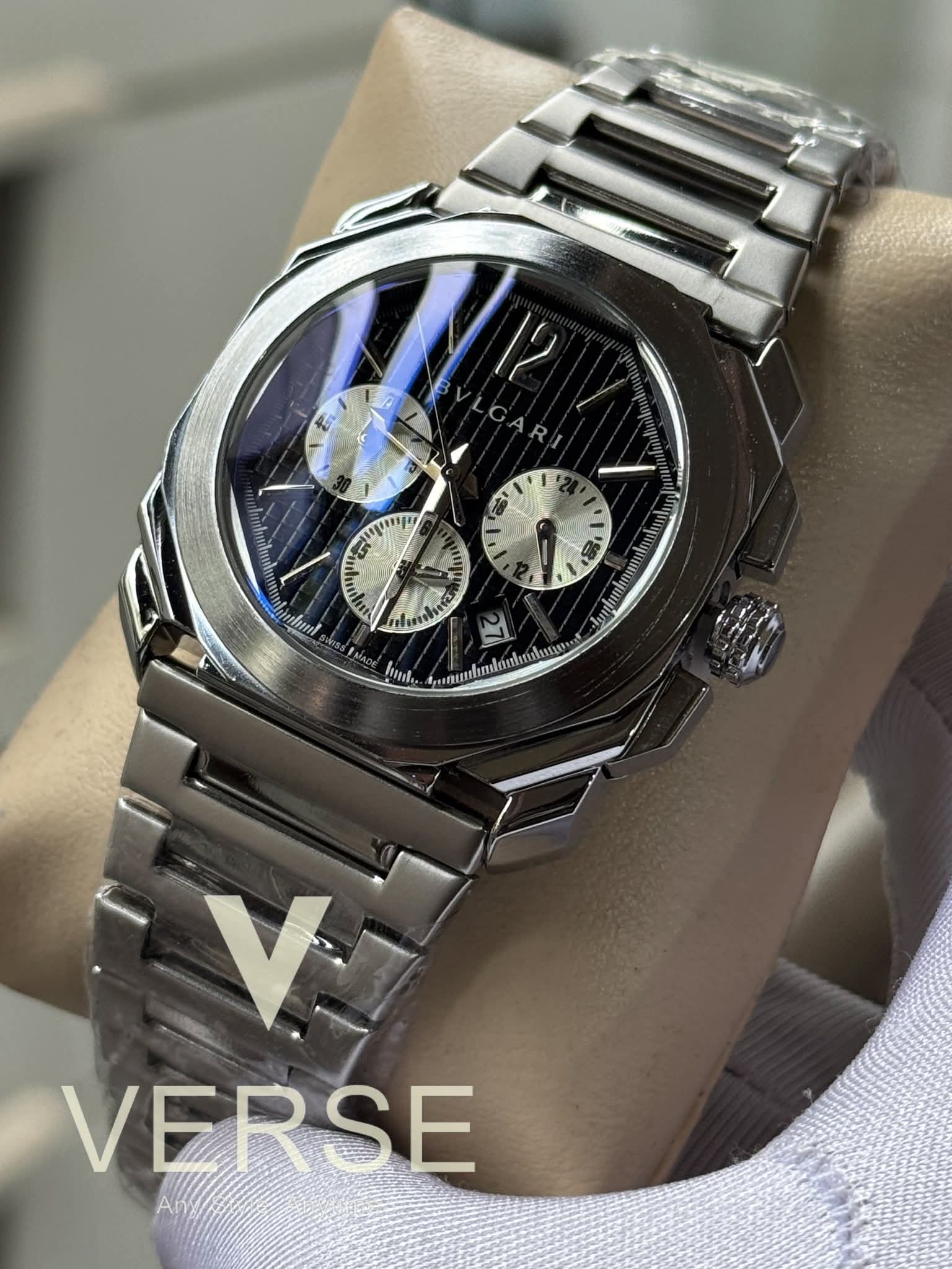 BVLGARI Octo Finissimo Chronograph Black Dial White Sub AA - VERSE - 