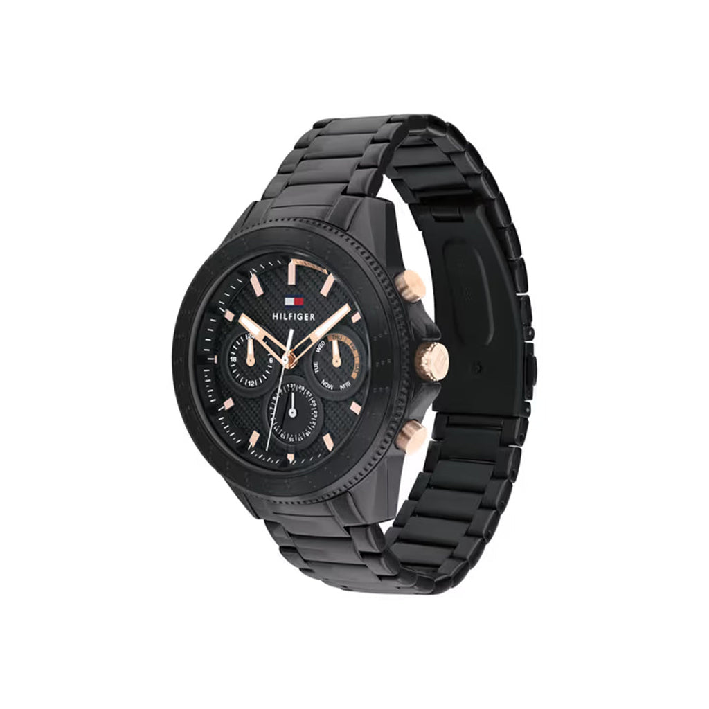 Tommy Hilfiger Aiden Multifunction Black Dial Black Stainless Steel Men's Watch | Tommy Hilfiger 1791858