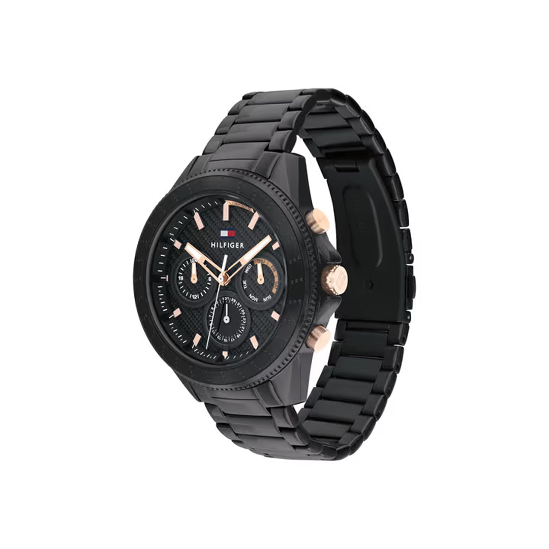 Tommy Hilfiger Aiden Multifunction Black Dial Black Stainless Steel Men's Watch | Tommy Hilfiger 1791858