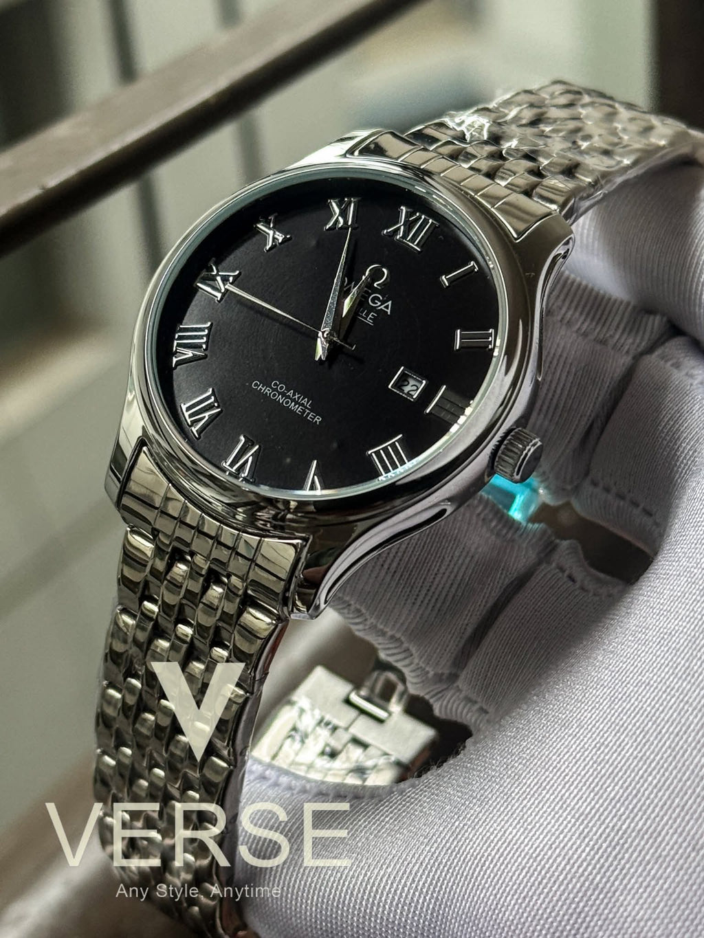 Omega De Ville Silver Chain Black Dial Sweep AA - VERSE - 