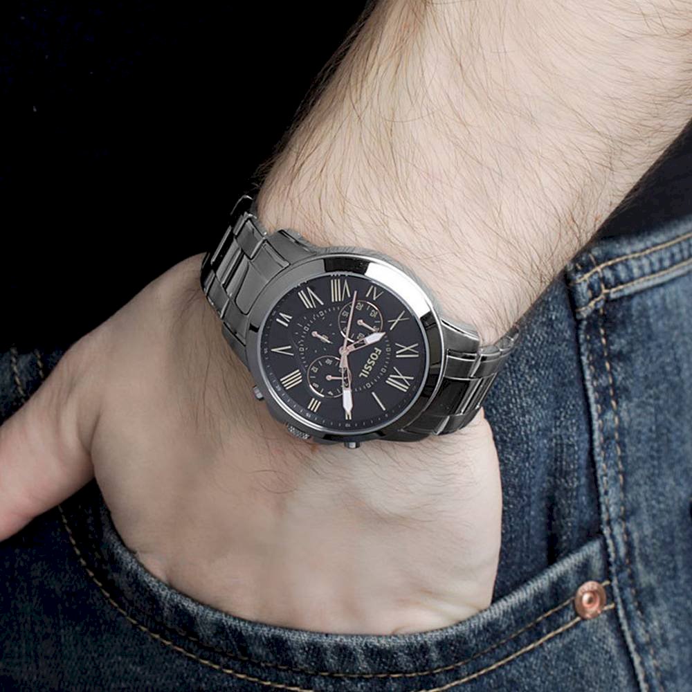 Fossil Grant Chronograph Black Dial Stainless Steel Men's Watch | Fossil FS4994