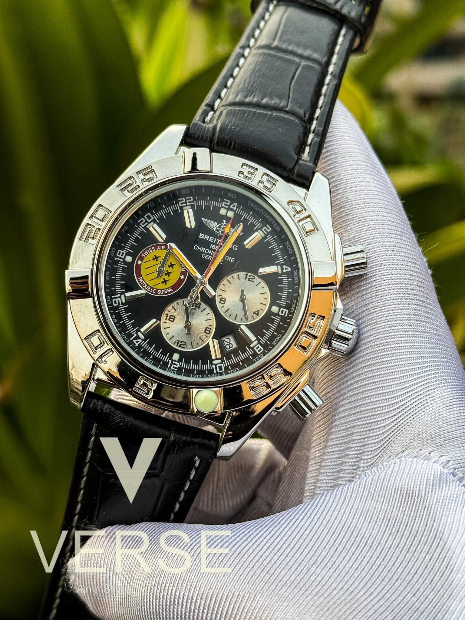 Breitling Chronomat Patrouille Suisse B - 04 Black Belt Black Dial AA - VERSE - 