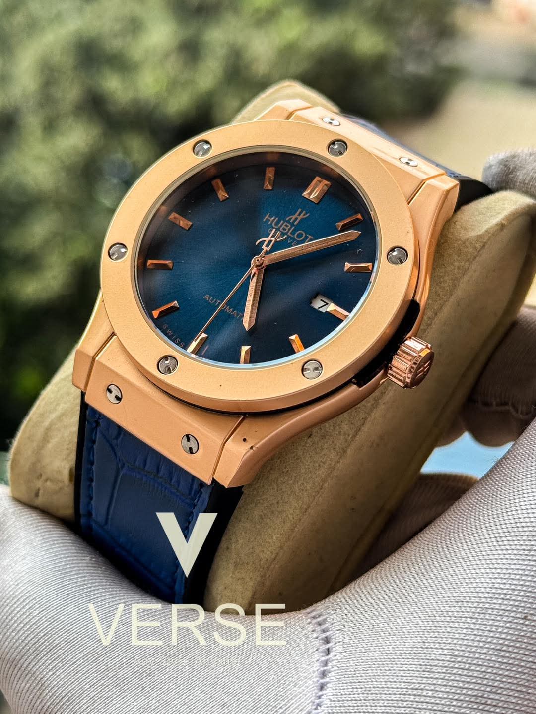 Hublot Classic Fusion Automatic Blue Belt Rose Gold Case AA - VERSE - 