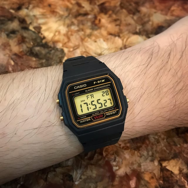 Casio F-91WG-9QDF Gold Tone Digital Dial Black Resin Men's Watch | Casio F-91WG-9QDF