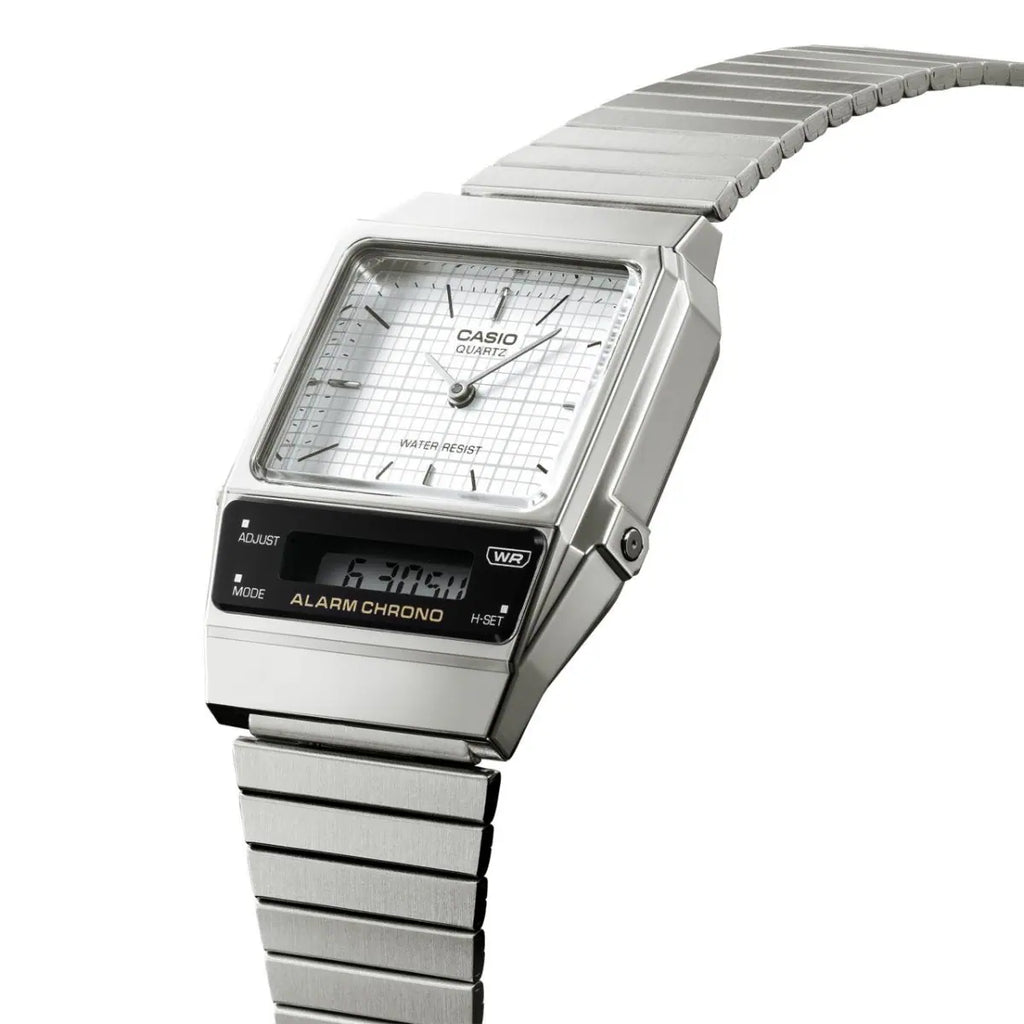 Casio AQ - 800E - 7ADF Vintage Dual Time Analog Digital White Dial Men's Watch | Casio AQ - 800E - 7ADF - VERSE - 