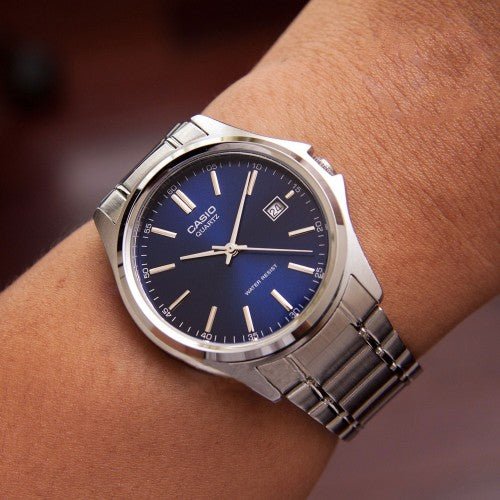 Casio MTP - 1183A - 2ADF Men’s Silver Stainless Steel Watch with Blue Dial| Casio MTP - 1183A - 2ADF - VERSE - 