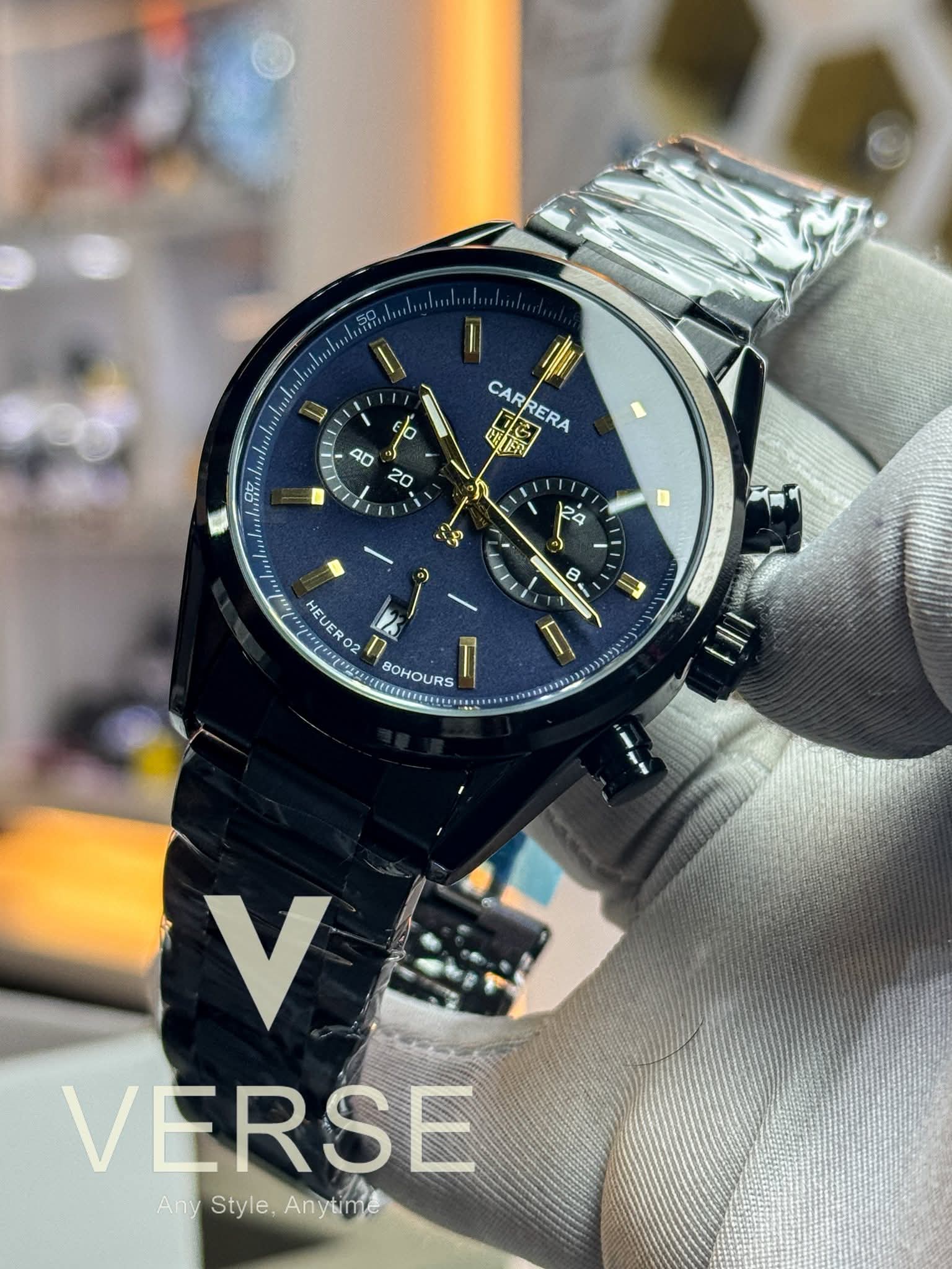 TAG Heuer Carrera 02 Chronograph | Black Chain - Blue Dial - VERSE - 