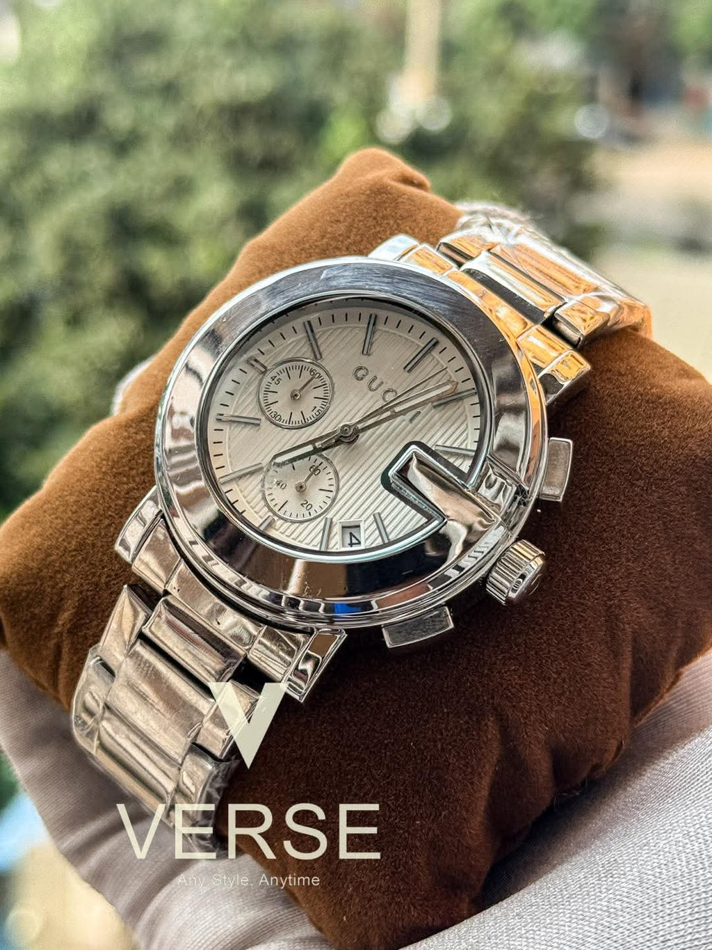 Gucci G - Chronograph Silver Chain White Dial AA - VERSE - 